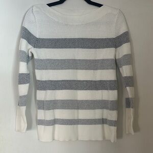 Market & Spruce White and Gray Striped Sweater